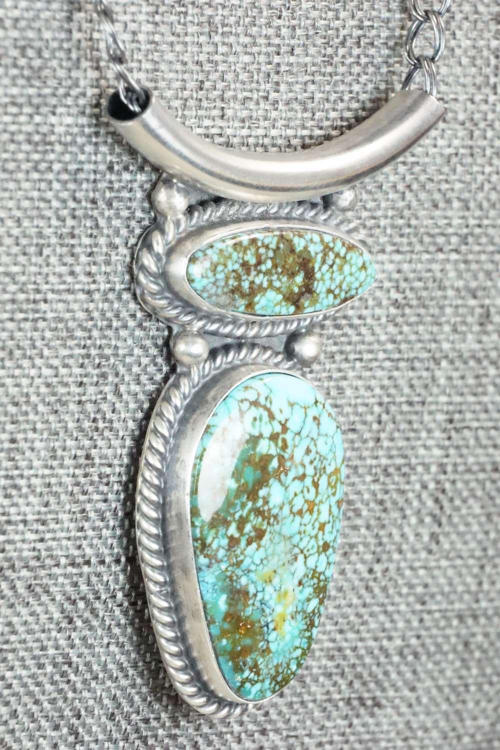 Turquoise & Sterling Silver Necklace - Raymond Delgarito