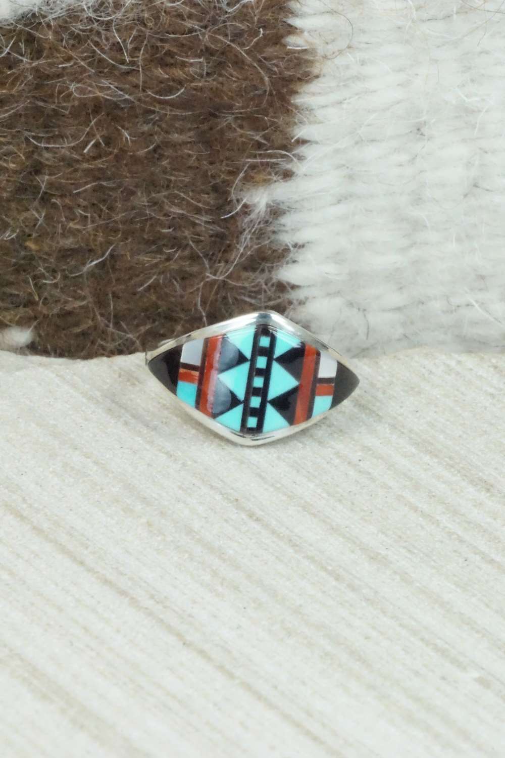 Multi Stone & Sterling Silver Ring - Size 6.25 - KK Zuni