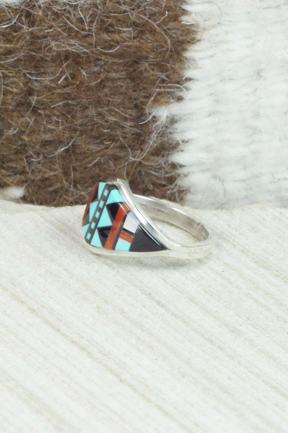Multi Stone & Sterling Silver Ring - Size 6.25 - KK Zuni
