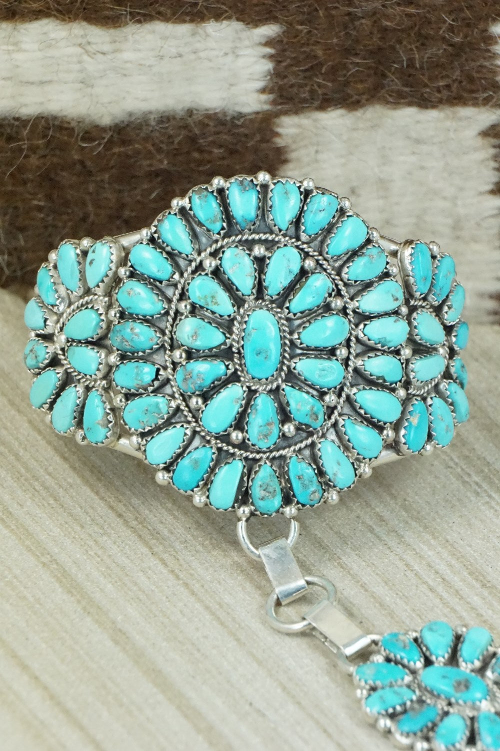 Turquoise & Sterling Silver Princess Bracelet & Ring - Justina Wilson