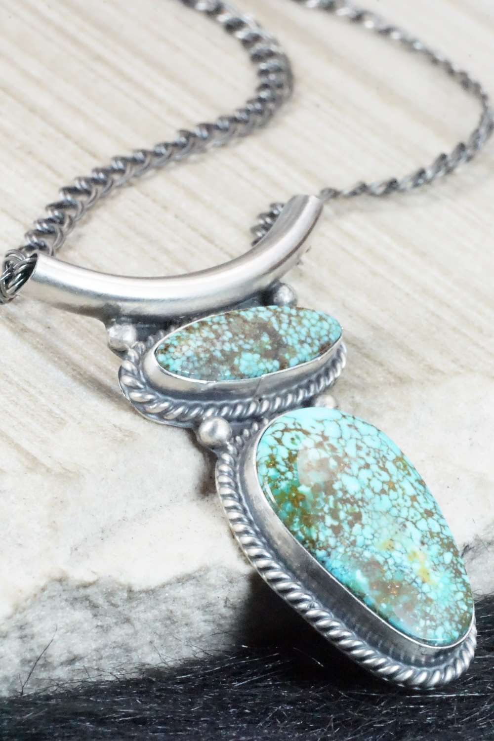 Turquoise & Sterling Silver Necklace - Raymond Delgarito