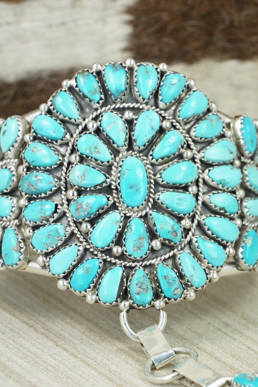 Turquoise & Sterling Silver Princess Bracelet & Ring - Justina Wilson