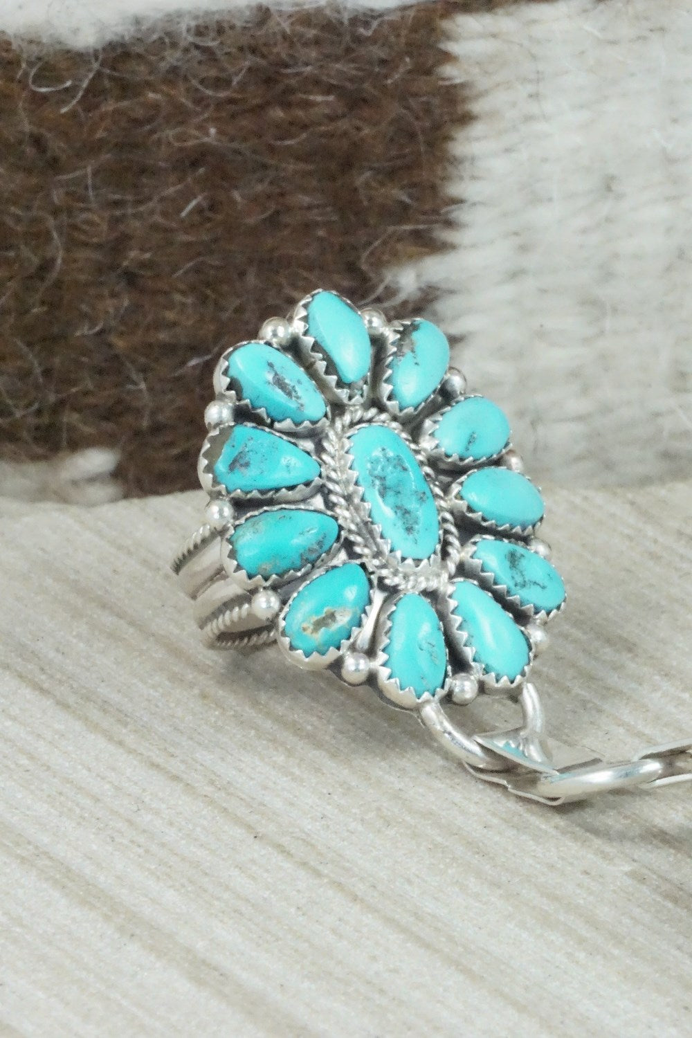 Turquoise & Sterling Silver Princess Bracelet & Ring - Justina Wilson