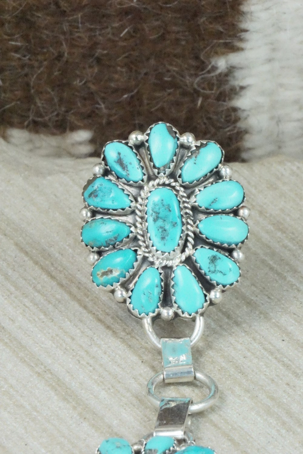Turquoise & Sterling Silver Princess Bracelet & Ring - Justina Wilson