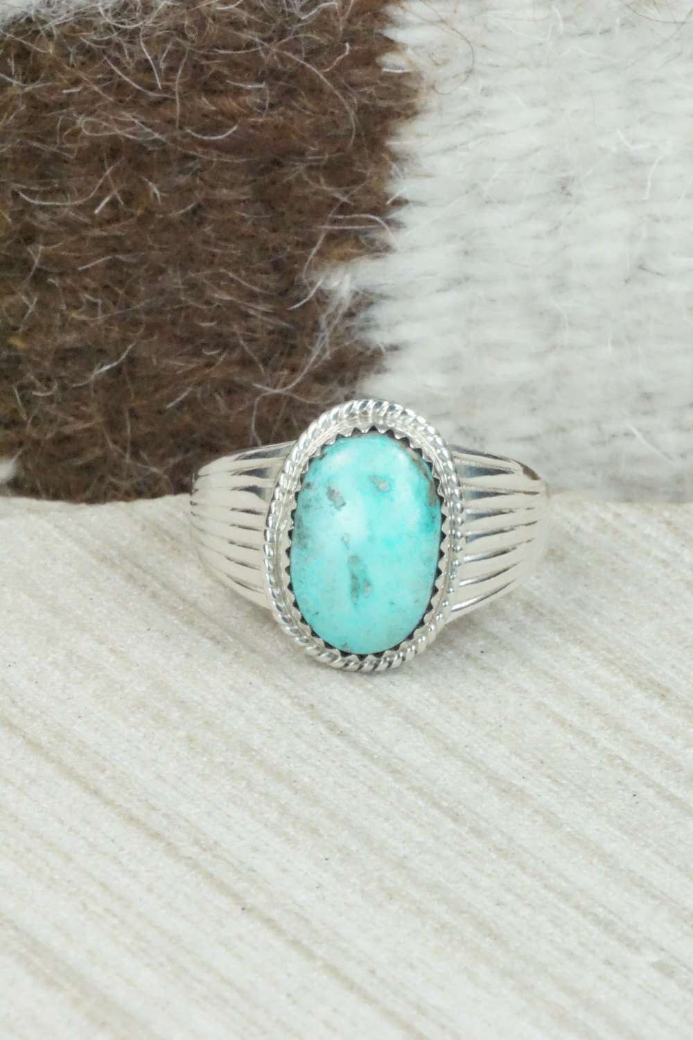Turquoise & Sterling Silver Ring - Bobby Platero - Size 11.5