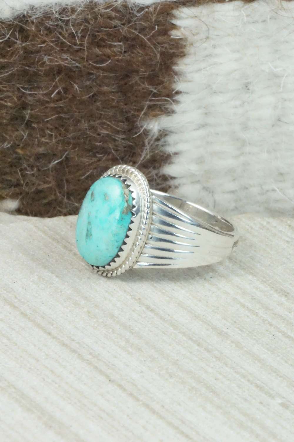 Turquoise & Sterling Silver Ring - Bobby Platero - Size 11.5