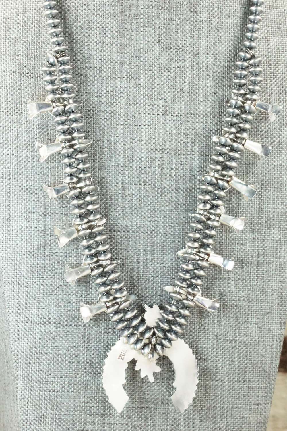 Turquoise & Sterling Silver Squash Blossom & Earrings - Lorna Mahkee