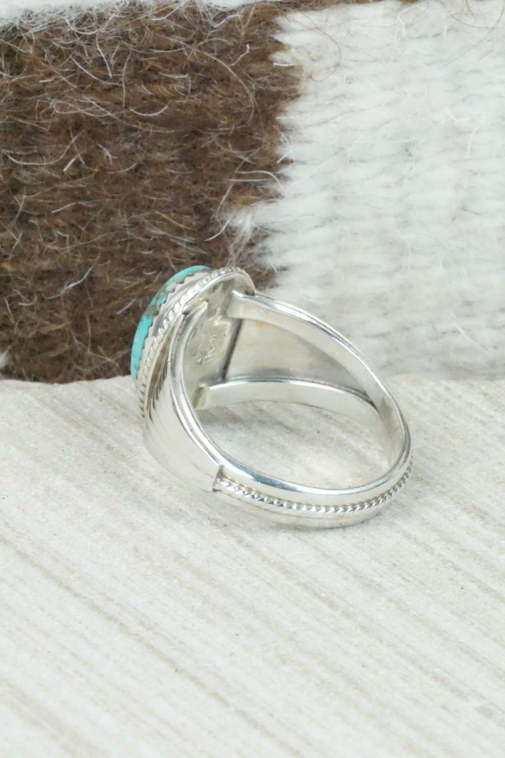 Turquoise & Sterling Silver Ring - Bobby Platero - Size 11.5