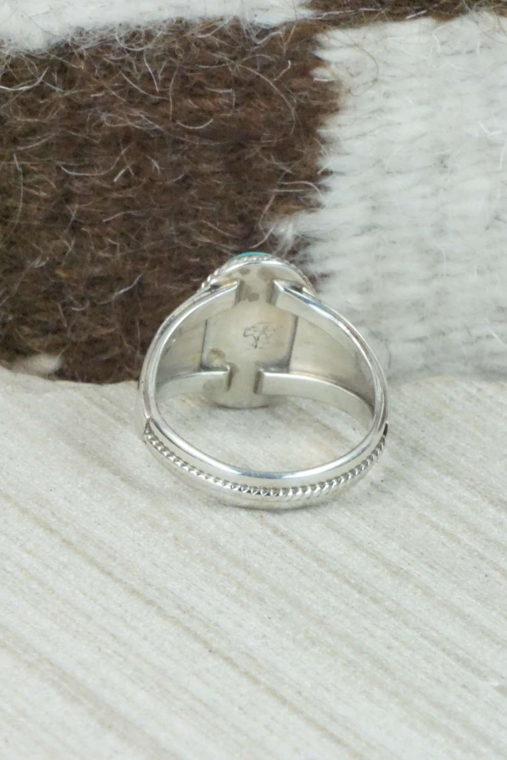 Turquoise & Sterling Silver Ring - Bobby Platero - Size 11.5