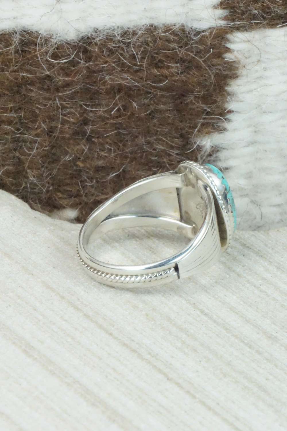 Turquoise & Sterling Silver Ring - Bobby Platero - Size 11.5