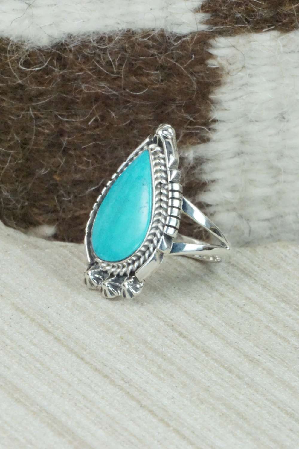 Turquoise & Sterling Silver Ring - Andrew Vandever - Size 7.5