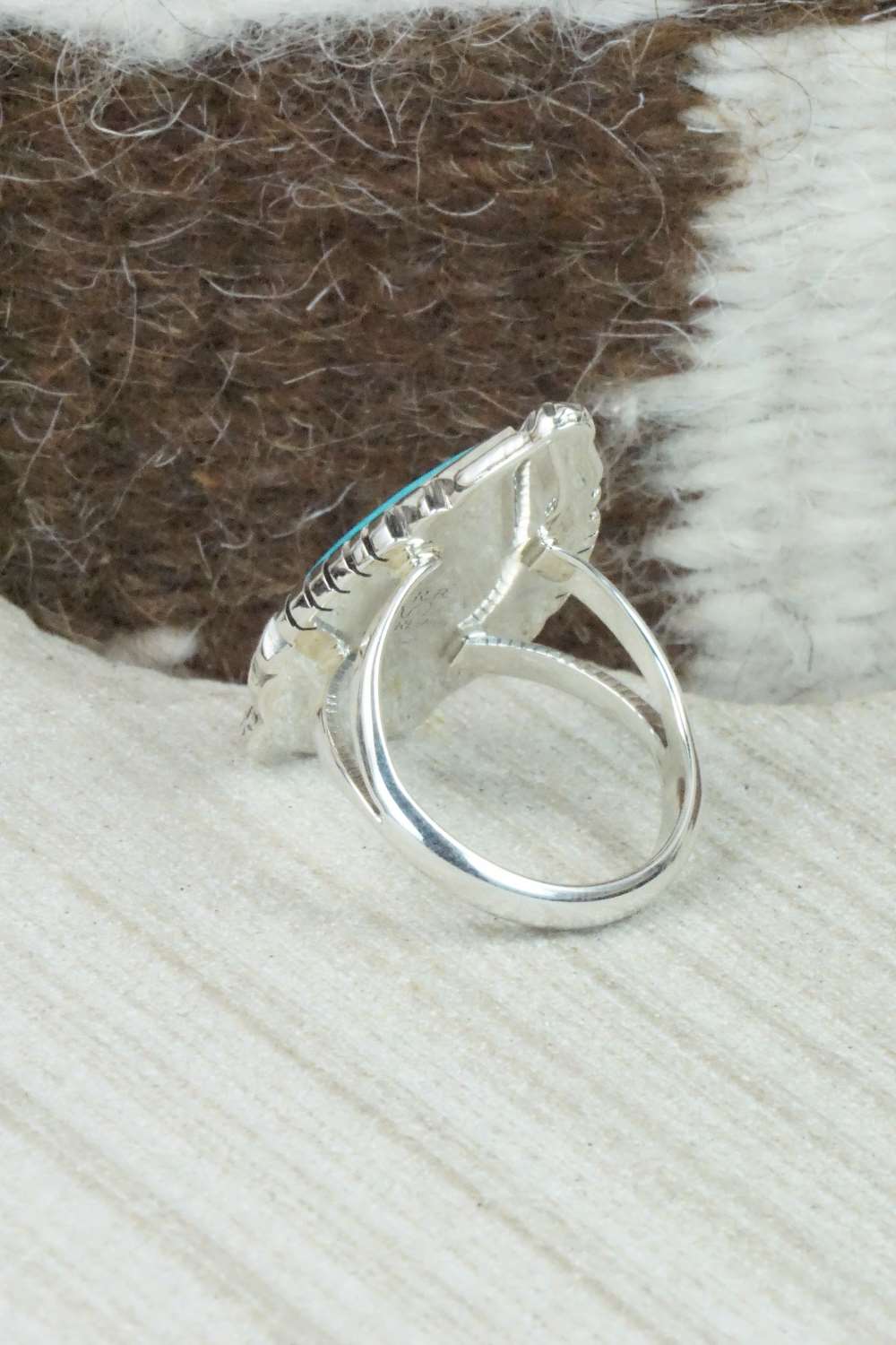 Turquoise & Sterling Silver Ring - Andrew Vandever - Size 7.5