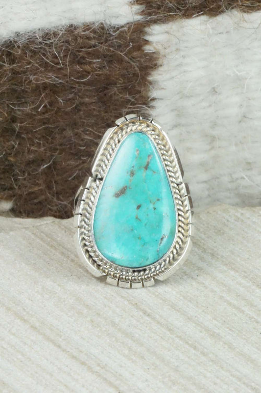 Turquoise & Sterling Silver Ring - Samuel Yellowhair - Size 8.75