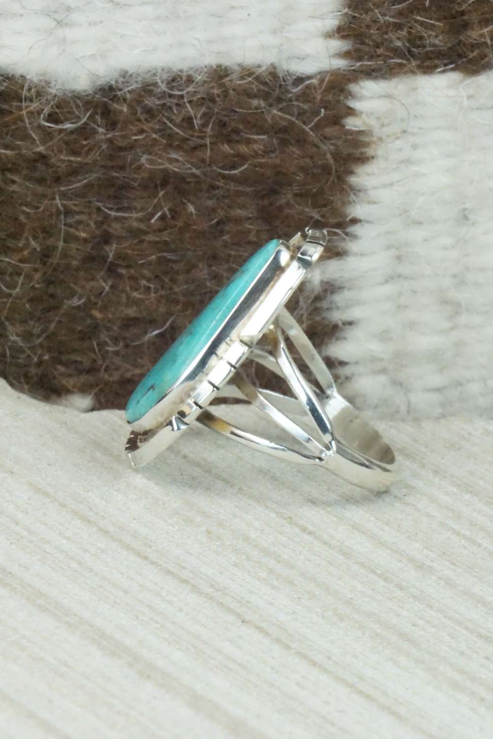 Turquoise & Sterling Silver Ring - Samuel Yellowhair - Size 8.75