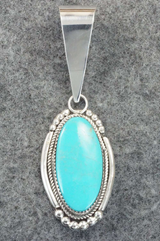 Turquoise & Sterling Silver Pendant - Kenny Calavaza