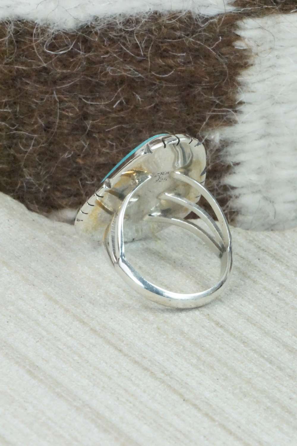 Turquoise & Sterling Silver Ring - Samuel Yellowhair - Size 8.75