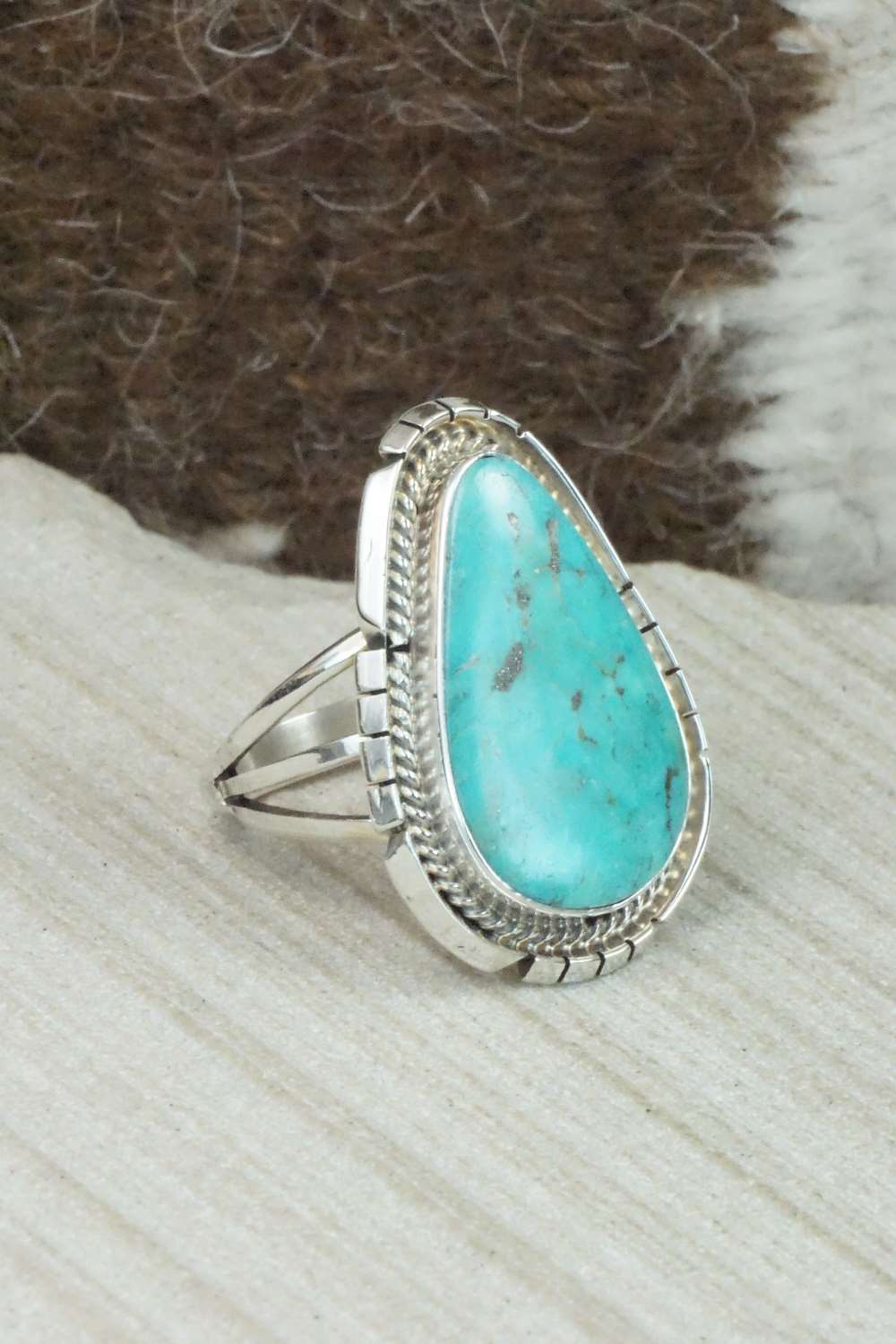 Turquoise & Sterling Silver Ring - Samuel Yellowhair - Size 8.75