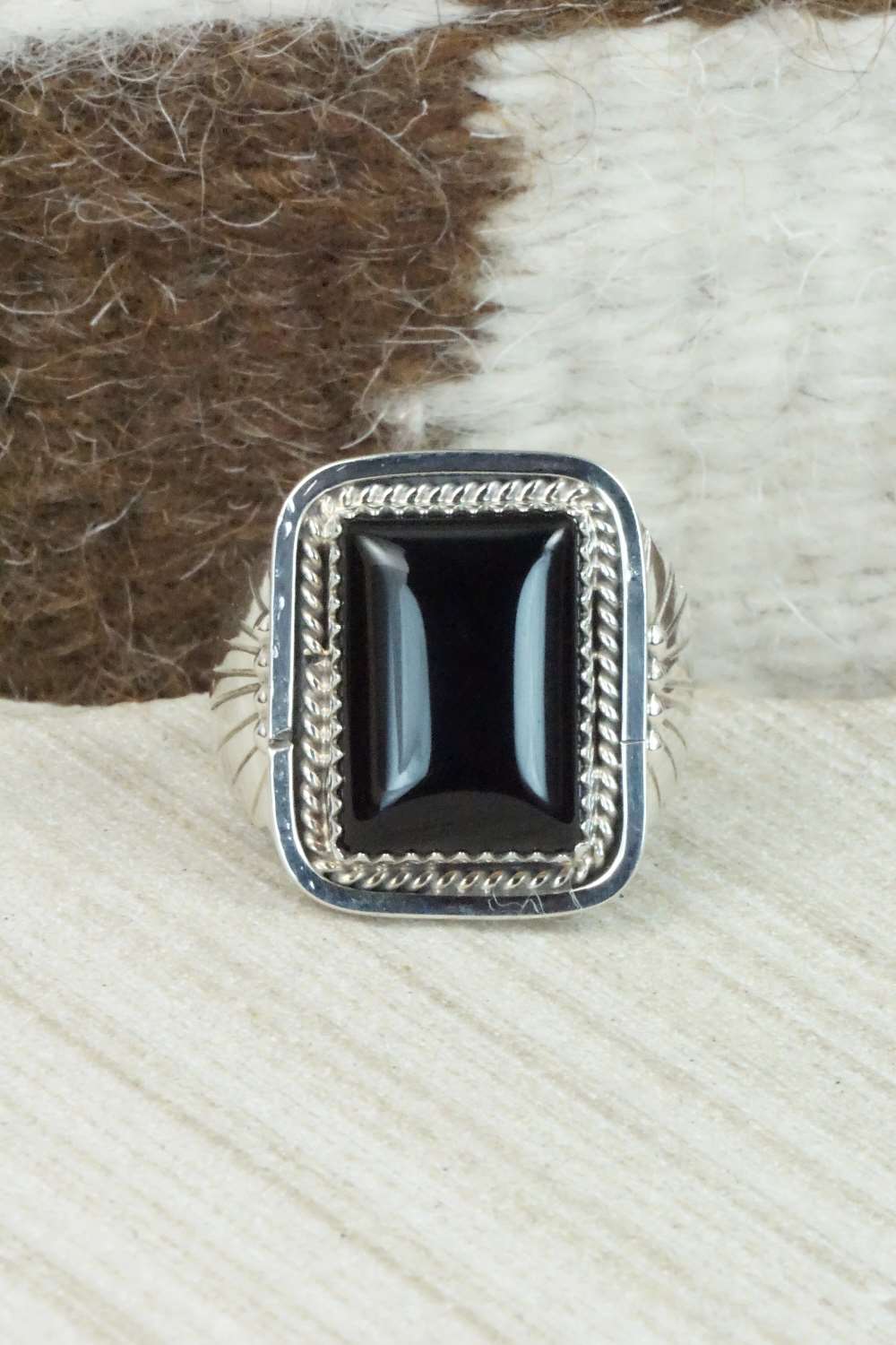 Onyx and Sterling Silver Ring - Jeanette Saunders - Size 11