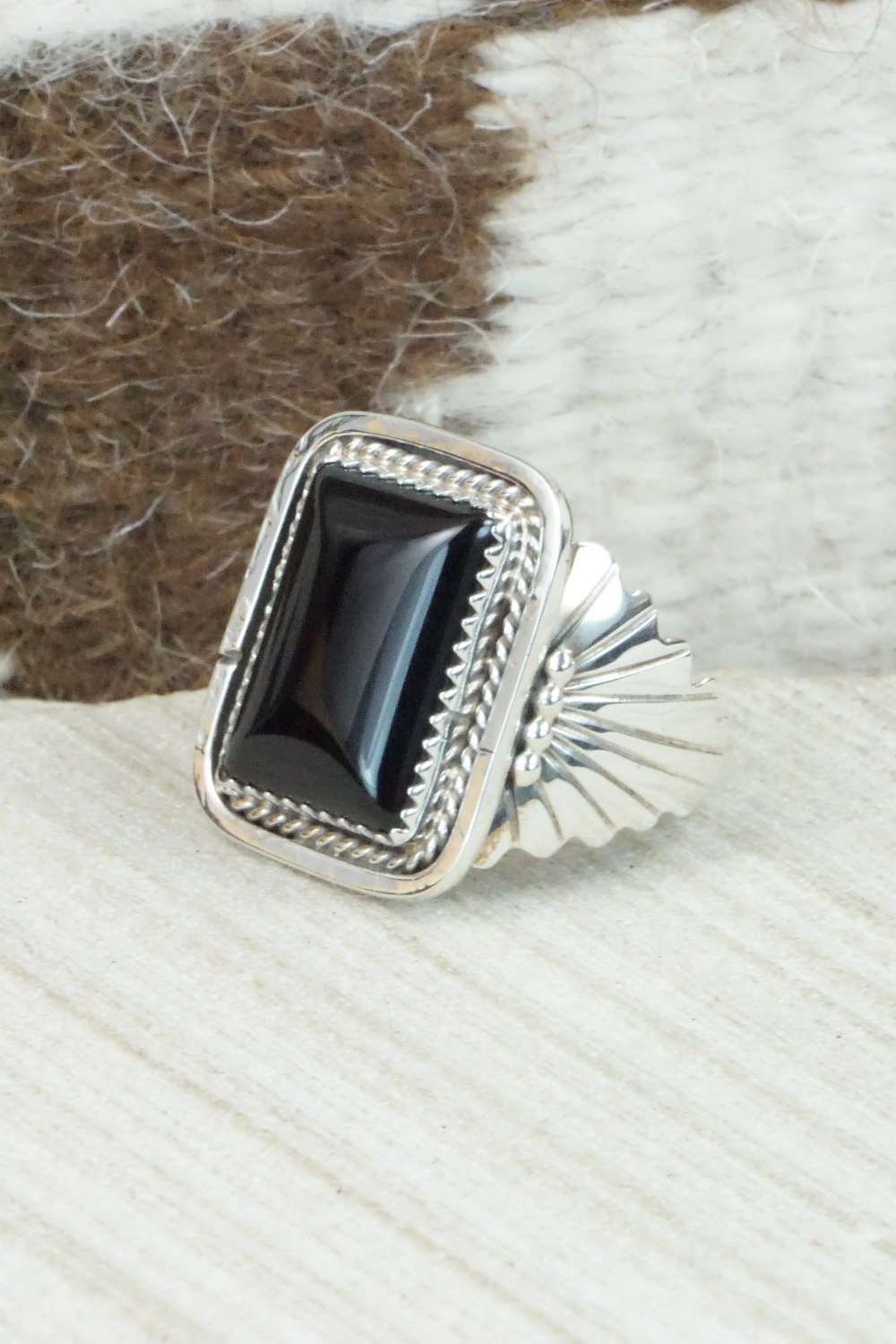 Onyx and Sterling Silver Ring - Jeanette Saunders - Size 11
