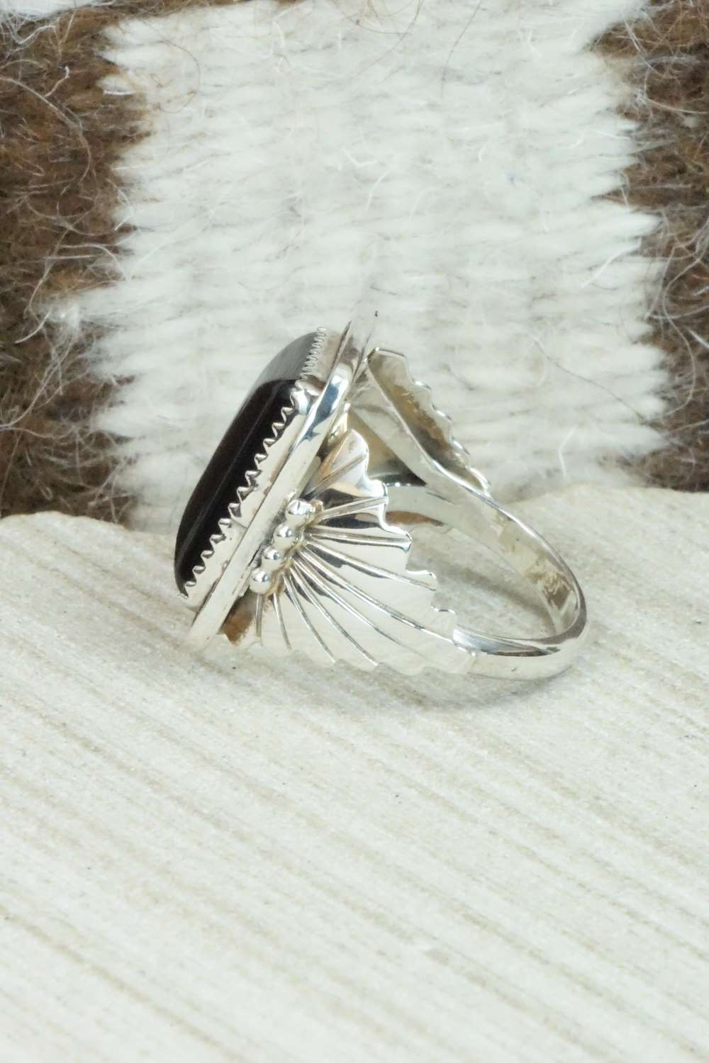 Onyx and Sterling Silver Ring - Jeanette Saunders - Size 11