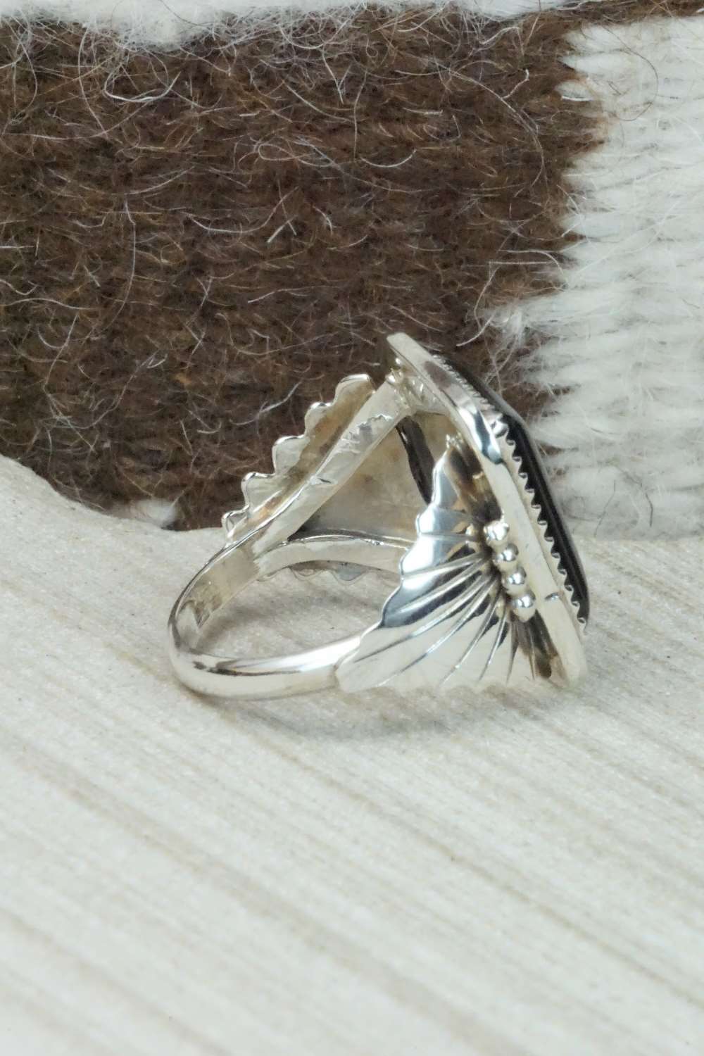 Onyx and Sterling Silver Ring - Jeanette Saunders - Size 11