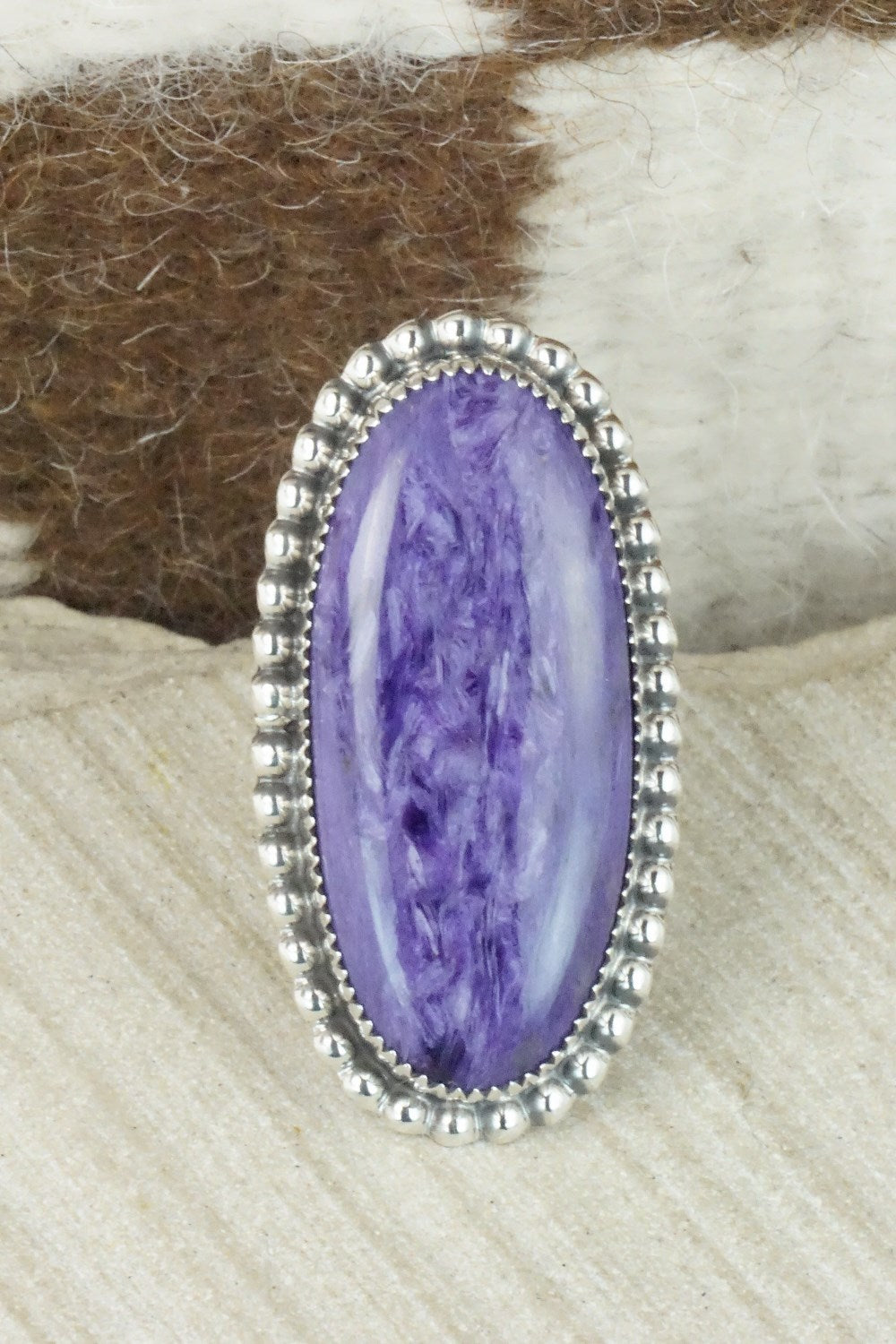 Charoite & Sterling Silver Ring - Alvin Joe - Size 6.75