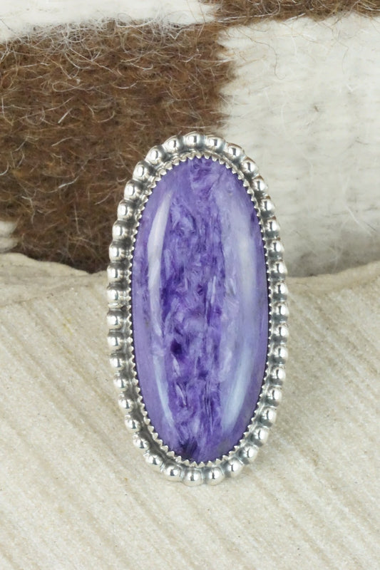 Charoite & Sterling Silver Ring - Alvin Joe - Size 6.75
