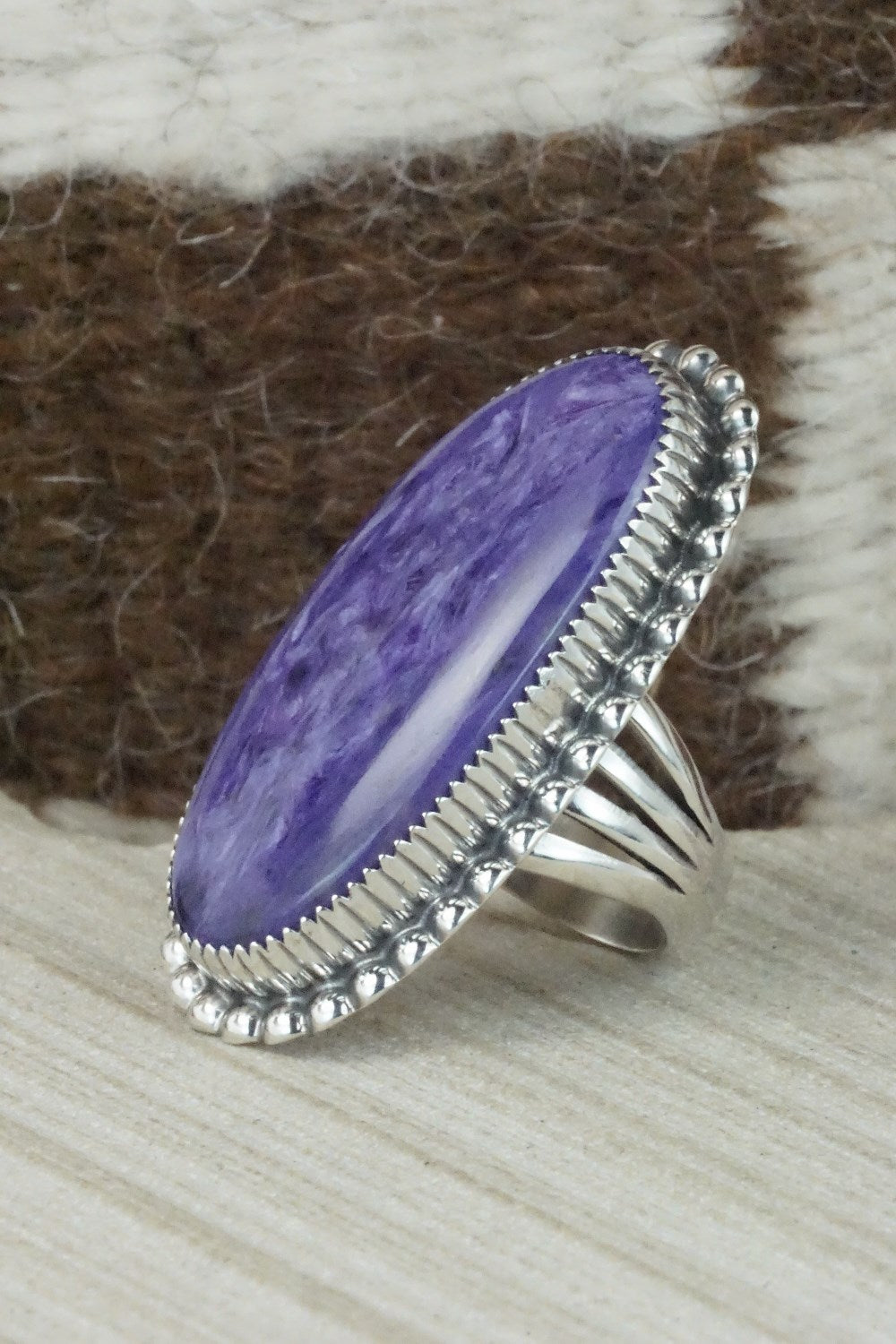 Charoite & Sterling Silver Ring - Alvin Joe - Size 6.75