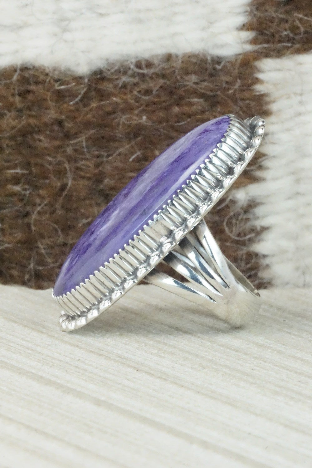 Charoite & Sterling Silver Ring - Alvin Joe - Size 6.75