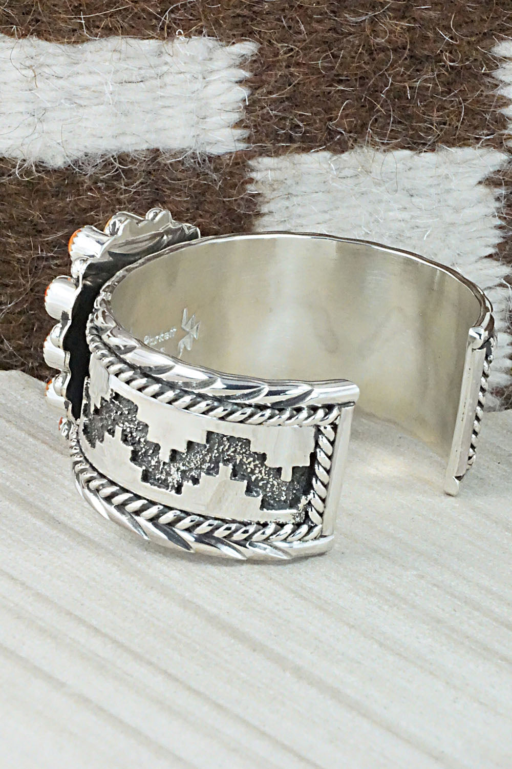 Spiny Oyster & Sterling Silver Bracelet - Sandra Parkett