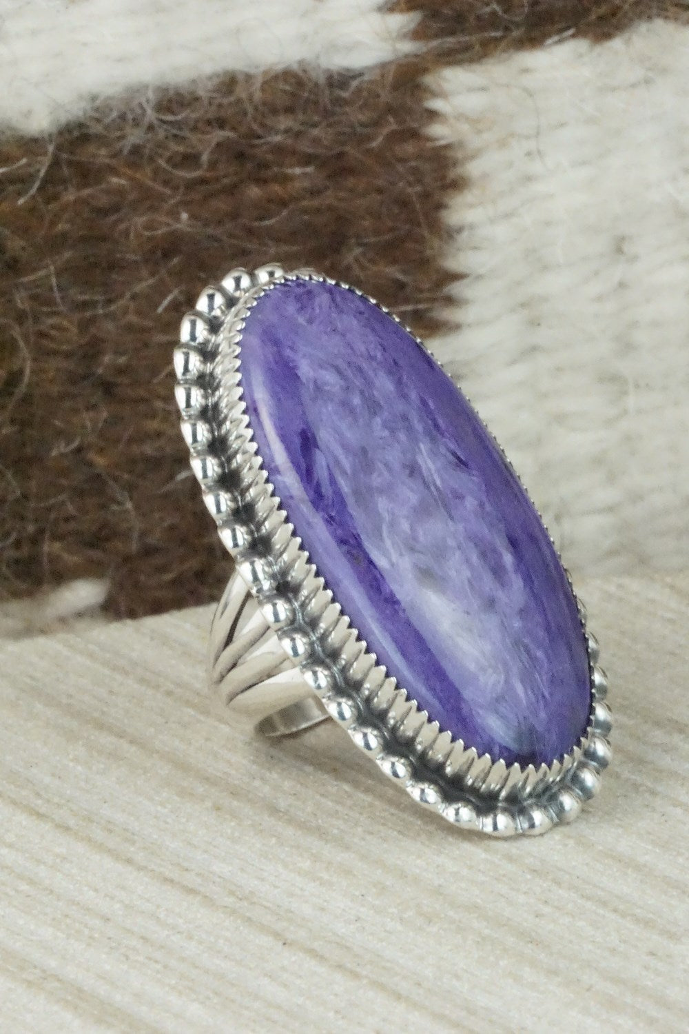 Charoite & Sterling Silver Ring - Alvin Joe - Size 6.75