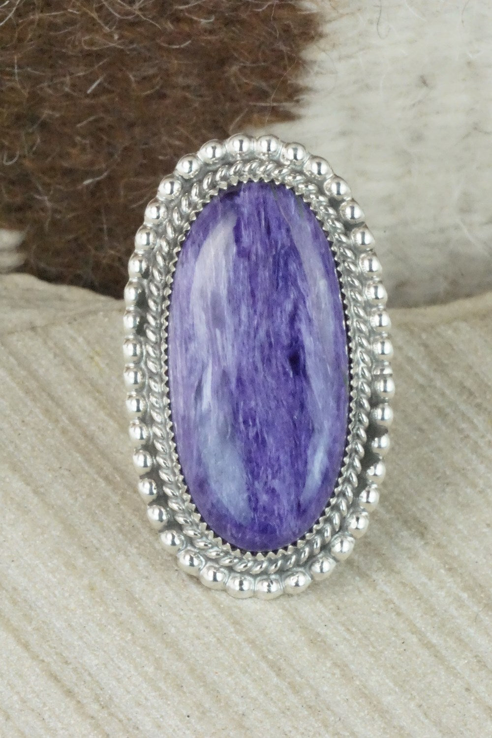 Charoite & Sterling Silver Ring - Alvin Joe - Size 10.25