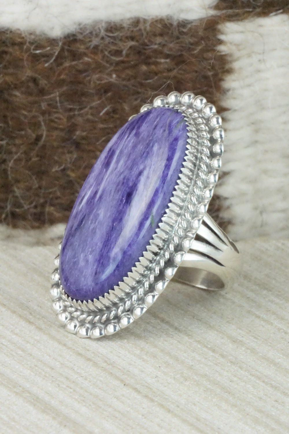 Charoite & Sterling Silver Ring - Alvin Joe - Size 10.25