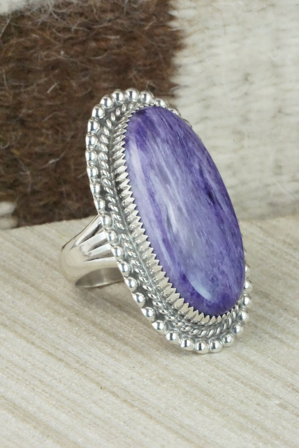 Charoite & Sterling Silver Ring - Alvin Joe - Size 10.25