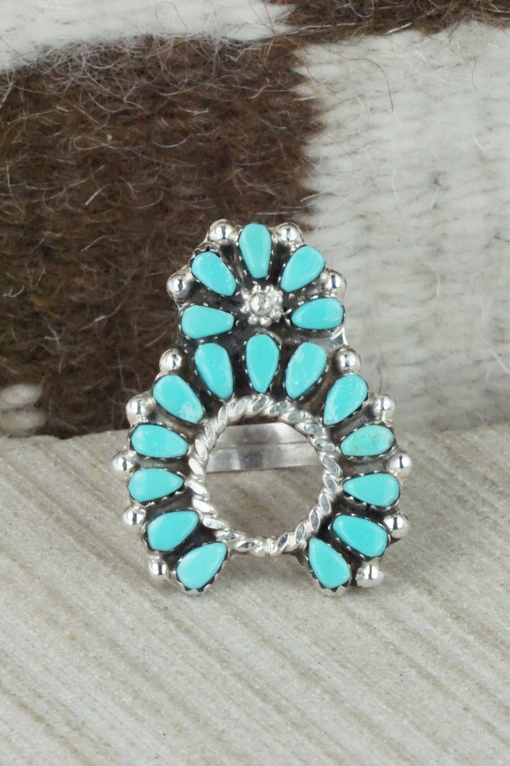 Turquoise & Sterling Silver Ring - Vangie Tsabatsaye - Size 6.75