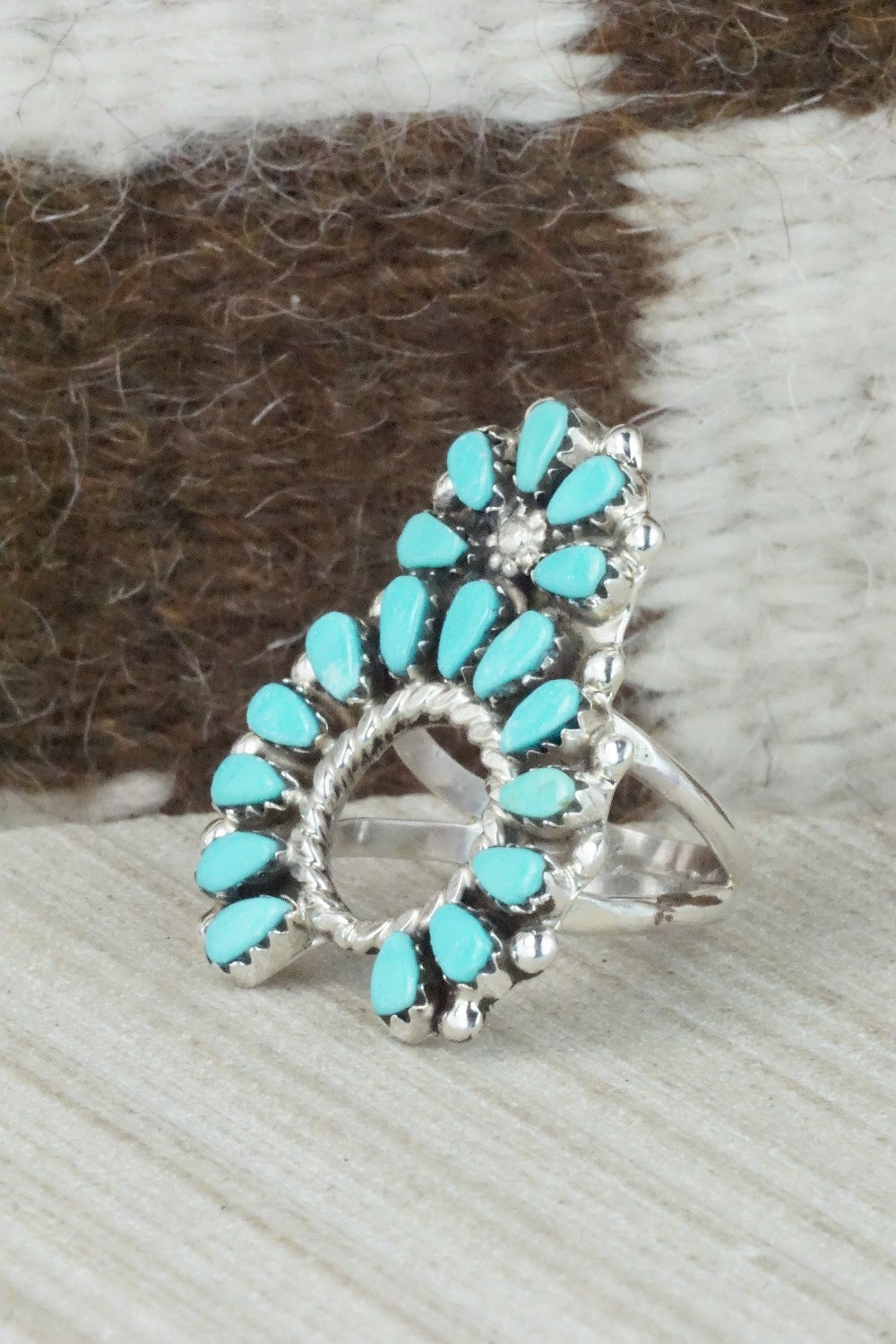 Turquoise & Sterling Silver Ring - Vangie Tsabatsaye - Size 6.75