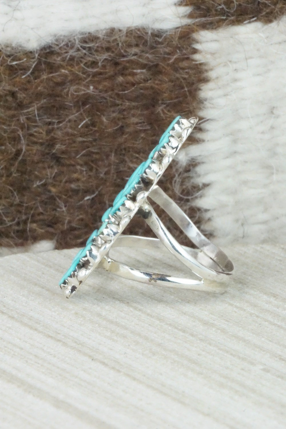 Turquoise & Sterling Silver Ring - Vangie Tsabatsaye - Size 6.75