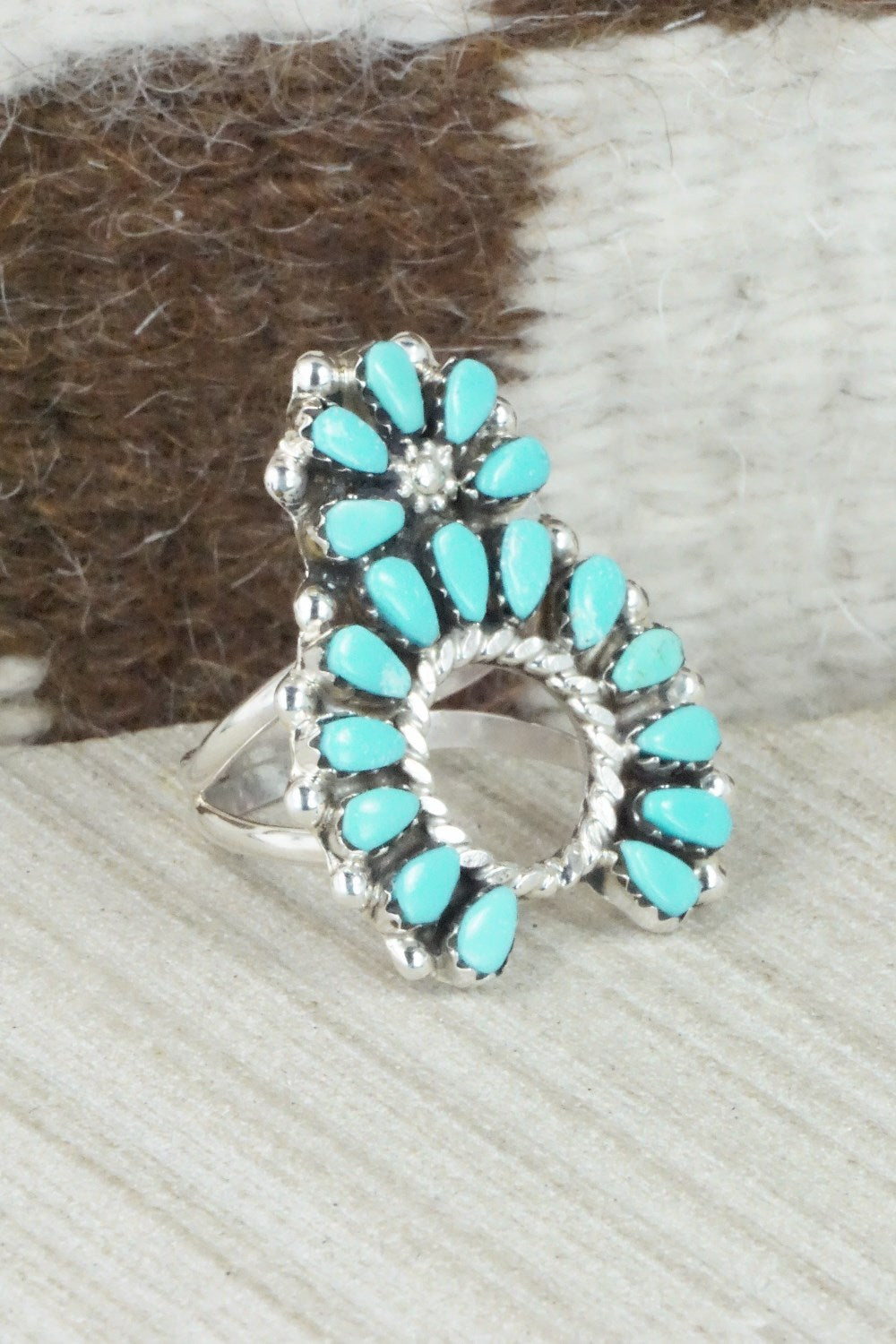 Turquoise & Sterling Silver Ring - Vangie Tsabatsaye - Size 6.75