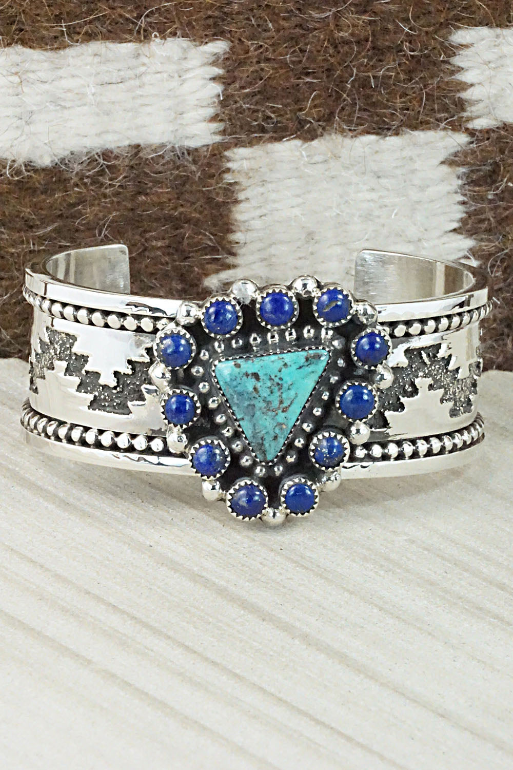 Turquoise, Lapis & Sterling Silver Bracelet - Sandra Parkett