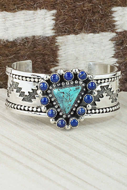 Turquoise, Lapis & Sterling Silver Bracelet - Sandra Parkett