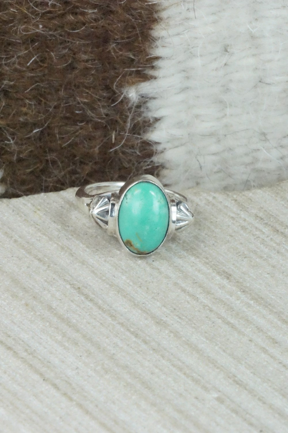 Turquoise & Sterling Silver Ring - Andrew Vandever - Size 5.75