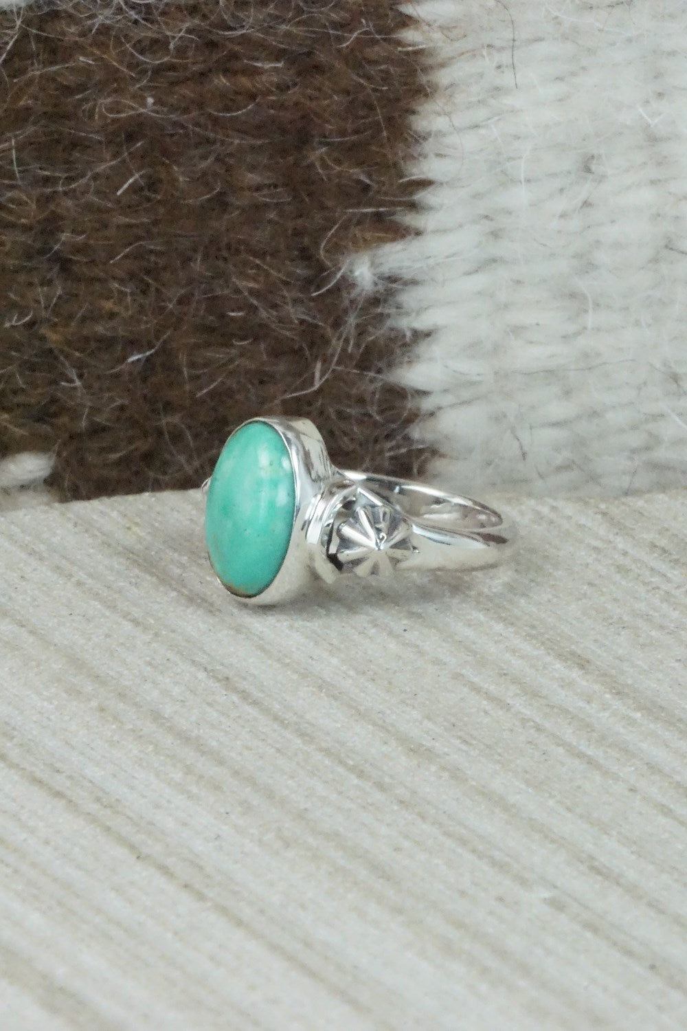 Turquoise & Sterling Silver Ring - Andrew Vandever - Size 5.75