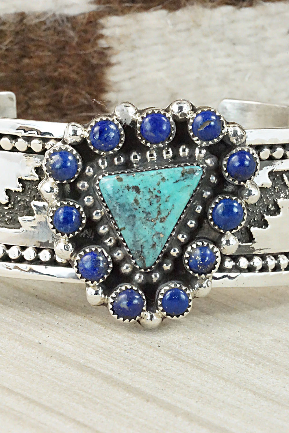 Turquoise, Lapis & Sterling Silver Bracelet - Sandra Parkett