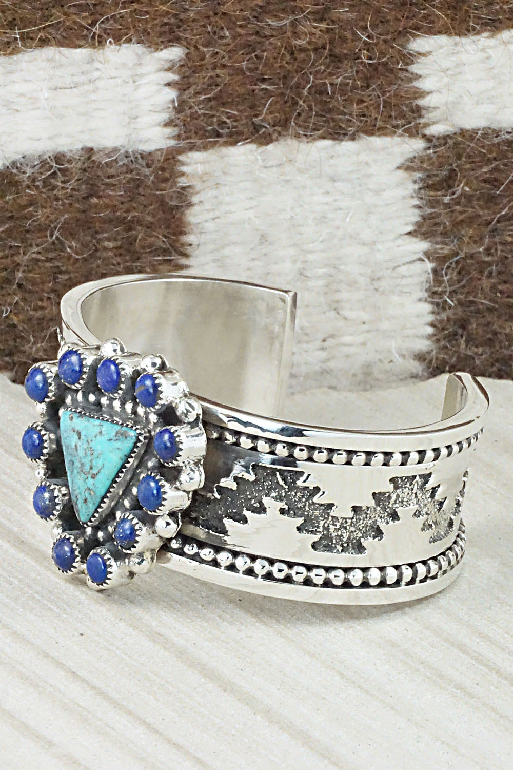 Turquoise, Lapis & Sterling Silver Bracelet - Sandra Parkett