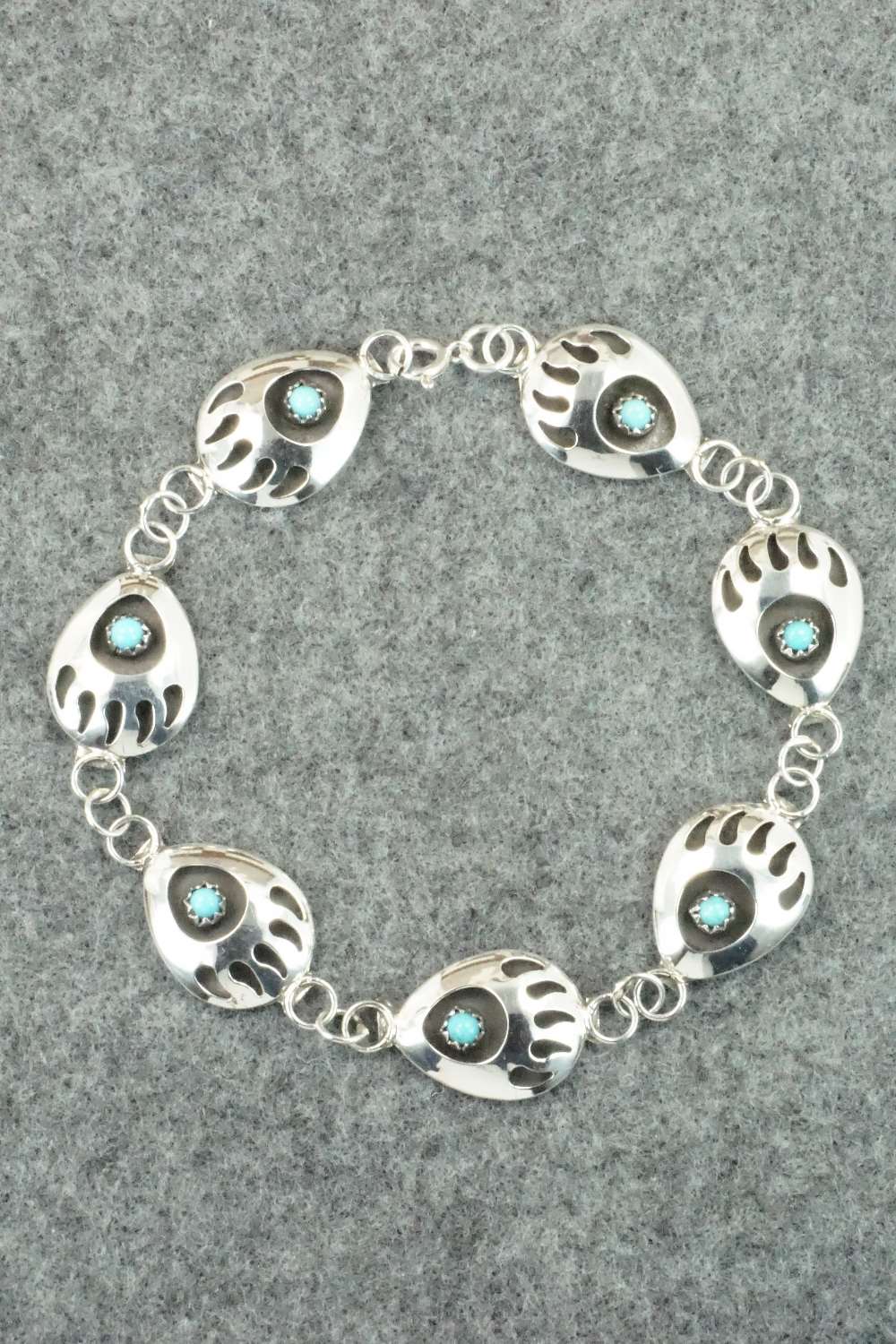 Turquoise & Sterling Silver Link Bracelet - Leta Parker