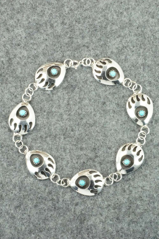 Turquoise & Sterling Silver Link Bracelet - Leta Parker
