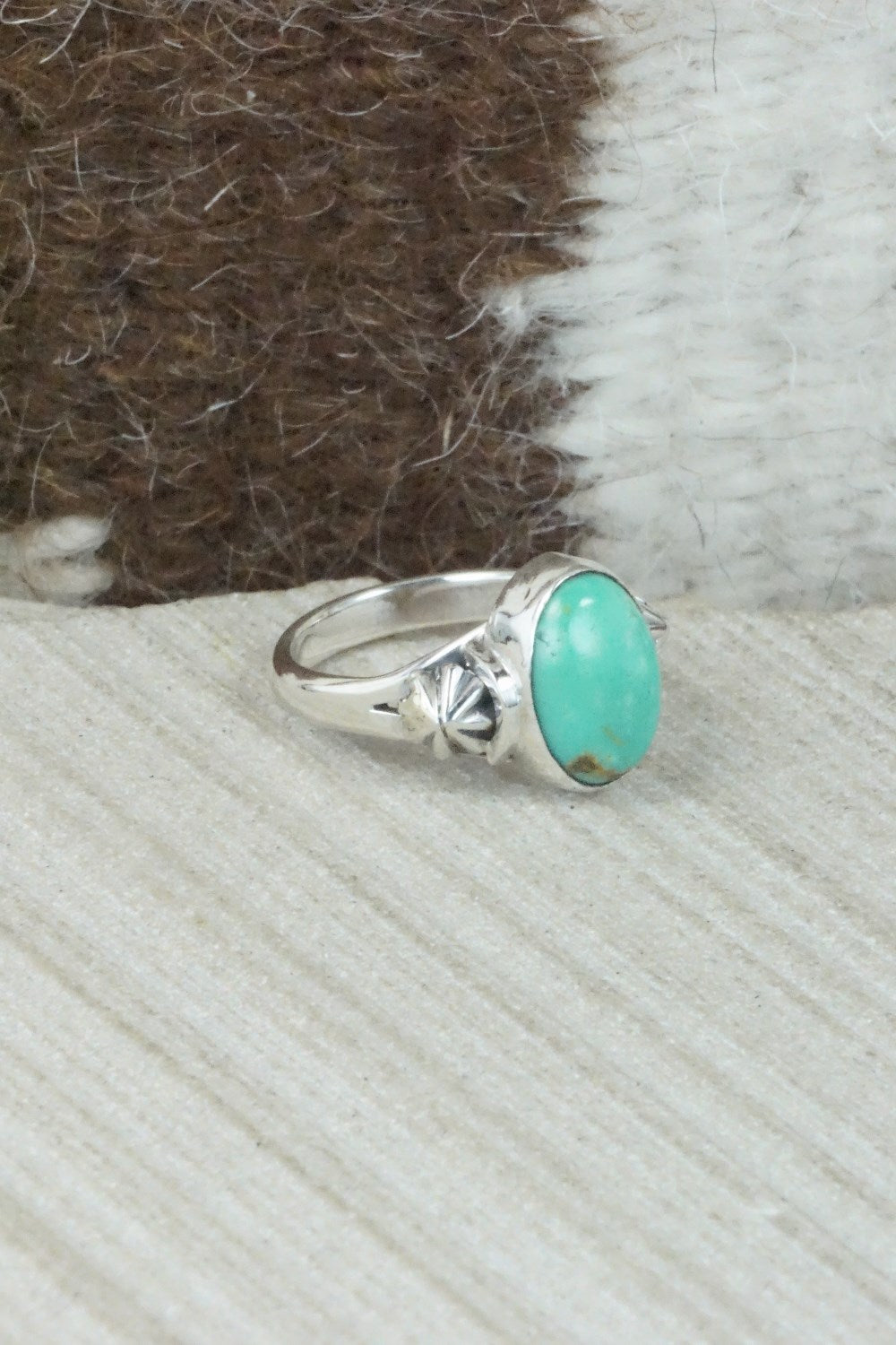 Turquoise & Sterling Silver Ring - Andrew Vandever - Size 5.75