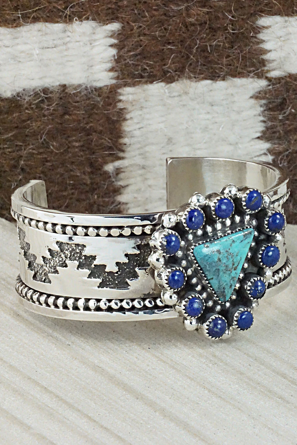 Turquoise, Lapis & Sterling Silver Bracelet - Sandra Parkett