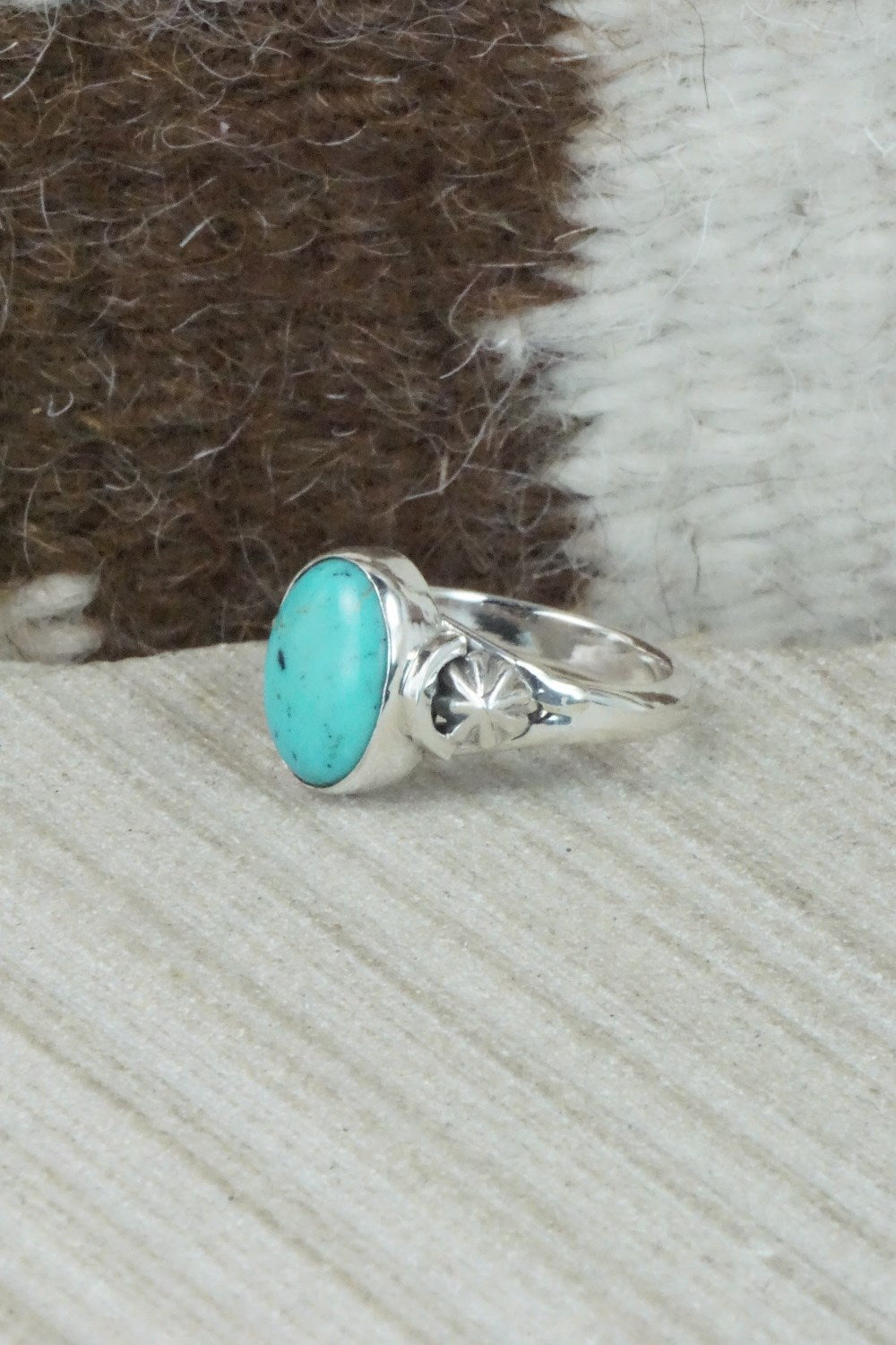 Turquoise & Sterling Silver Ring - Andrew Vandever - Size 6.5