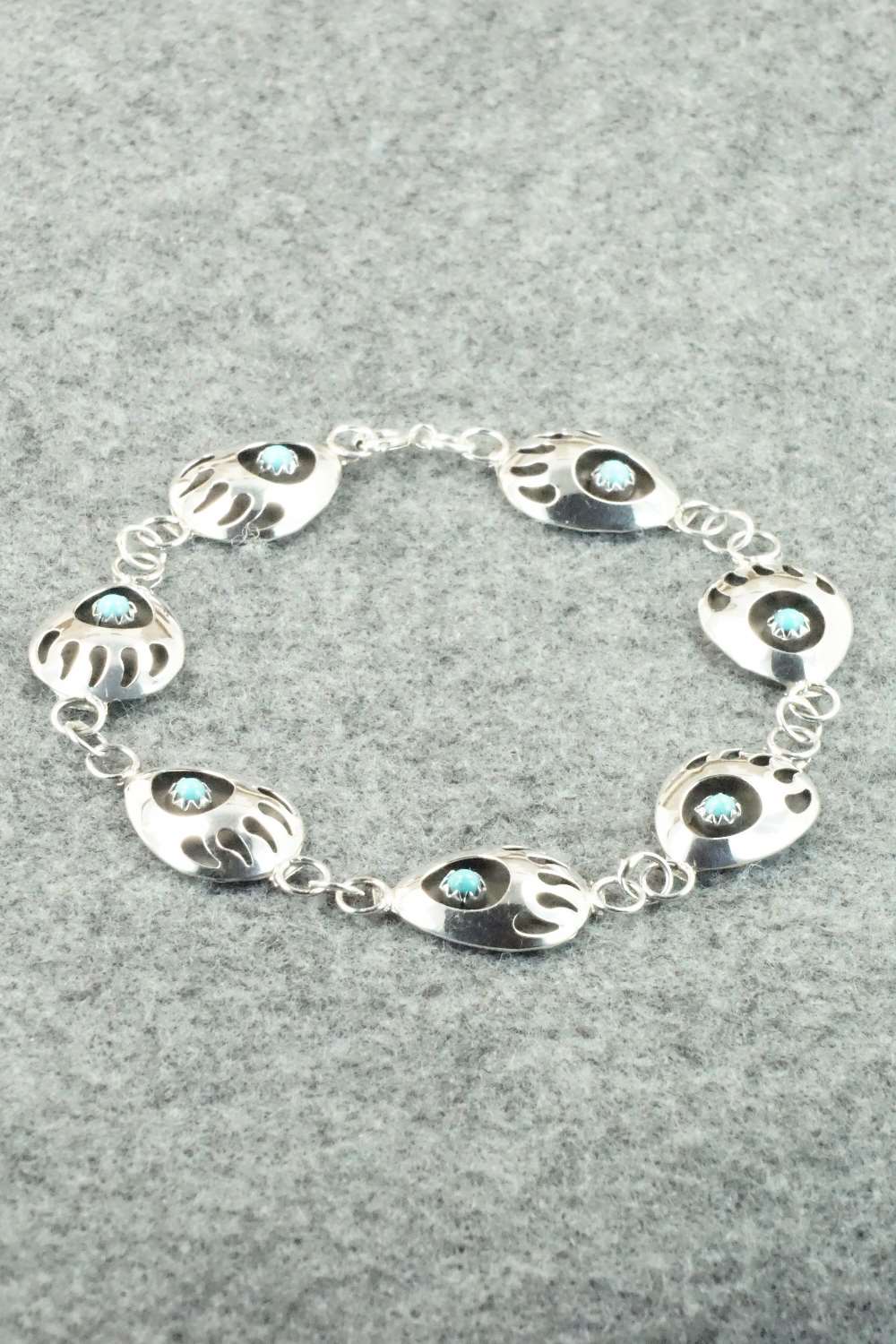 Turquoise & Sterling Silver Link Bracelet - Leta Parker